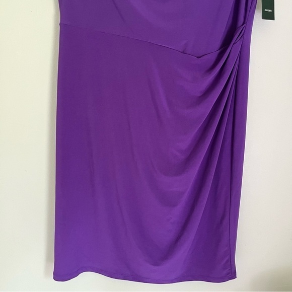 NWT Lauren Ralph Lauren Cowl Neck Cap Sleeve Knee Length Dress Purple Size 14 - Picture 6 of 9